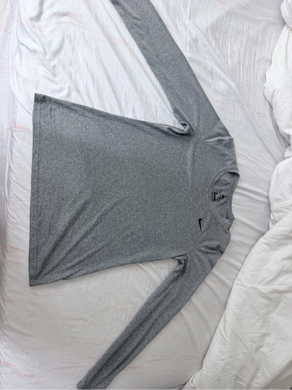 Nike Women’s Light Gray Dri-FIT Long Sleeve Tee